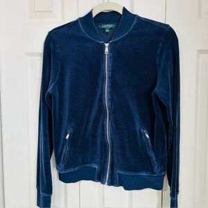 Ralph Lauren Women's Navy Velvet Bomber Jacket